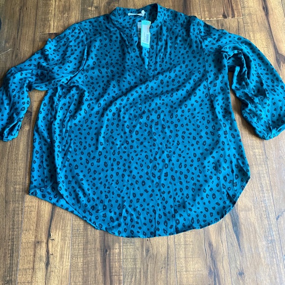 Lush warren spilt neck blouse XL dark green